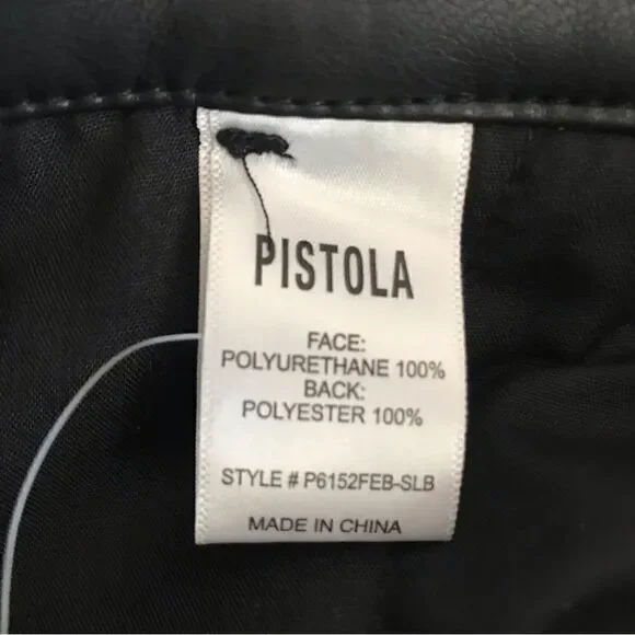 New! Pistola Kellin Faux Leather Straight Leg High WaisFleece Line Trouser Pants